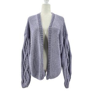 The Knotty Ones Knitted Womens Small Sweater Tom Cardigan Lilac Handmade Cotton